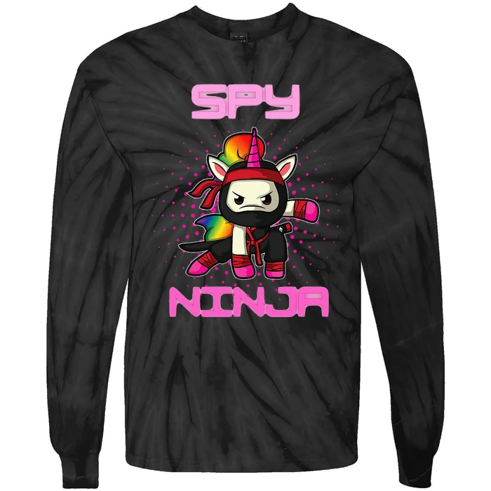 Cool Spy Gaming Ninja Gamer Unicorn Ninja Tie-Dye Long Sleeve Shirt