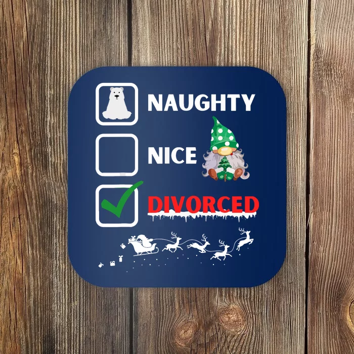 Christmas Santa Gnome Naughty Nice List Funny Gift Coaster