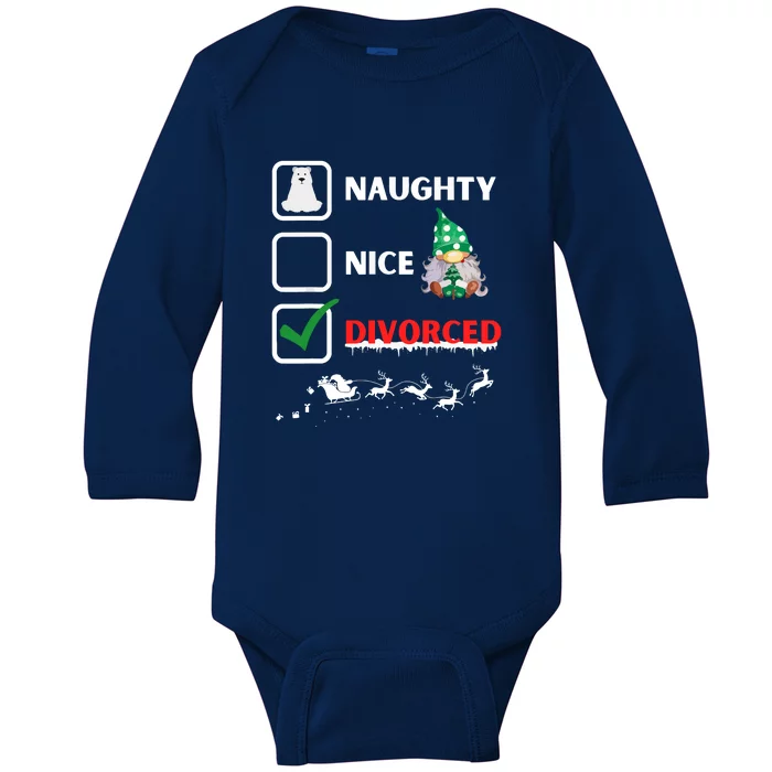 Christmas Santa Gnome Naughty Nice List Funny Gift Baby Long Sleeve Bodysuit