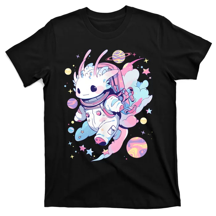 Cute Space Galaxy Axolotl Pastel Goth Aesthetic Nu Goth T-Shirt