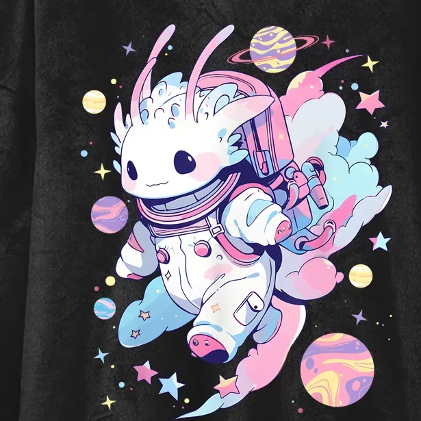 Cute Space Galaxy Axolotl Pastel Goth Aesthetic Nu Goth Hooded Wearable Blanket