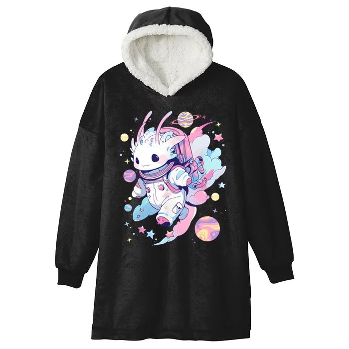 Cute Space Galaxy Axolotl Pastel Goth Aesthetic Nu Goth Hooded Wearable Blanket