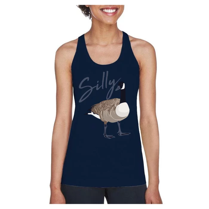 Canadian Silly Goose Funny Cute Bird Hunter Gift Animal Women's Racerback Tank