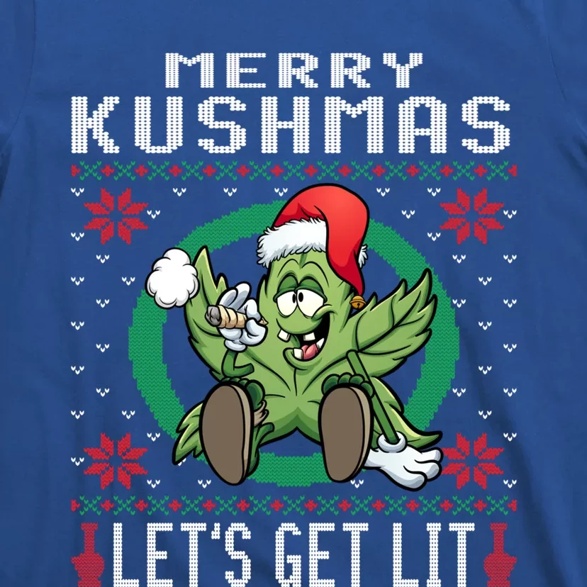 Cannabis Stoner Gift Marijuana Ugly Christmas Let's Get Lit Gift T-Shirt