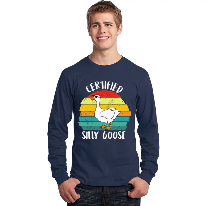 Certified Silly Goose Retro Goose Lover Farm Life Long Sleeve Shirt