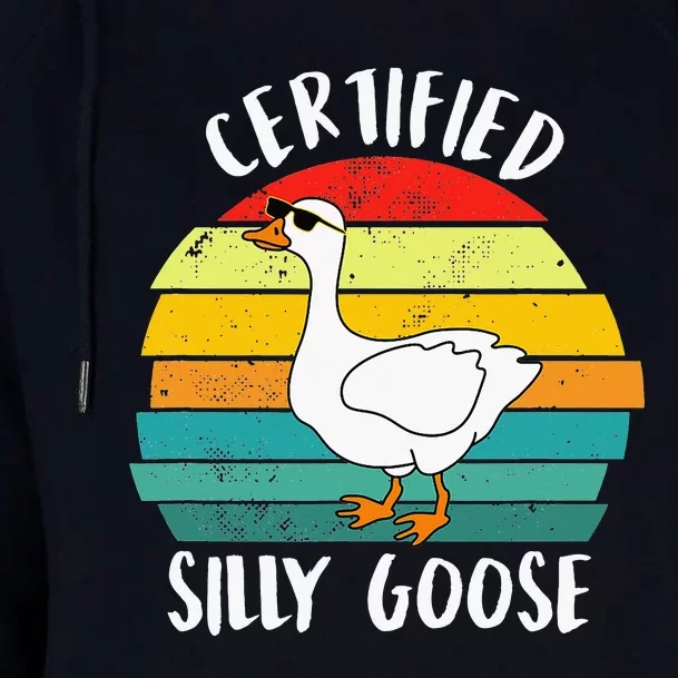 Certified Silly Goose Retro Goose Lover Farm Life Womens Funnel Neck Pullover Hood