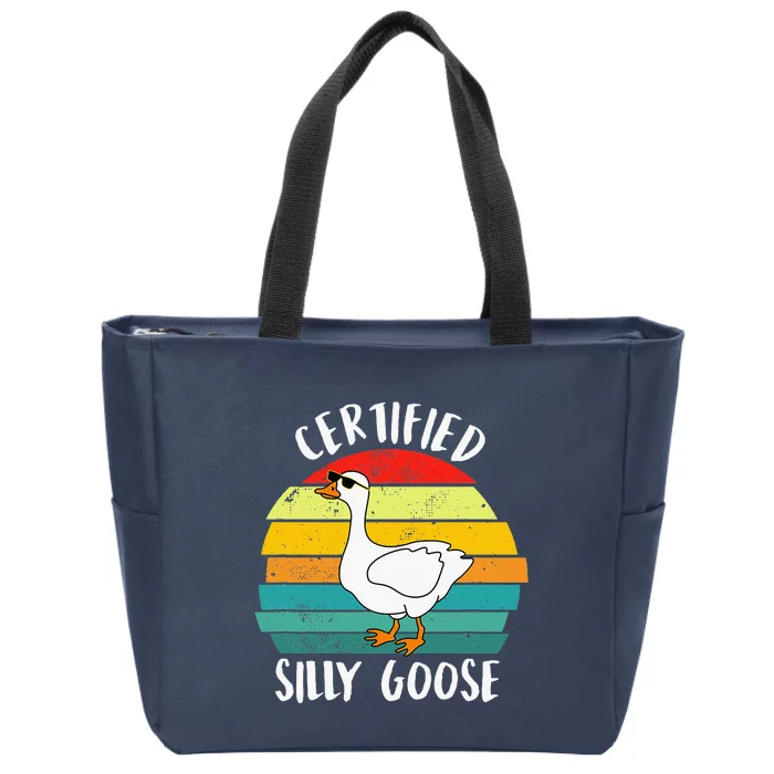 Certified Silly Goose Retro Goose Lover Farm Life Zip Tote Bag