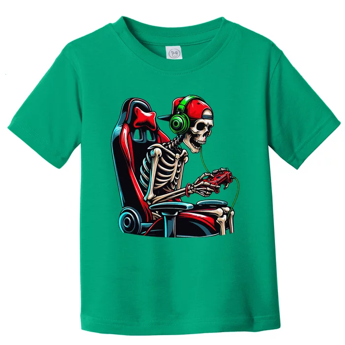 Christmas Skeleton Gamer Video Funny Gaming Skull Toddler T-Shirt