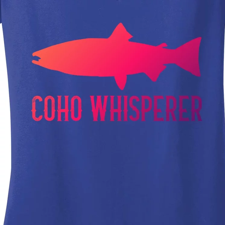 Coho Salmon Gift Fun Fishing Gift Laskan Fisher Women's V-Neck T-Shirt