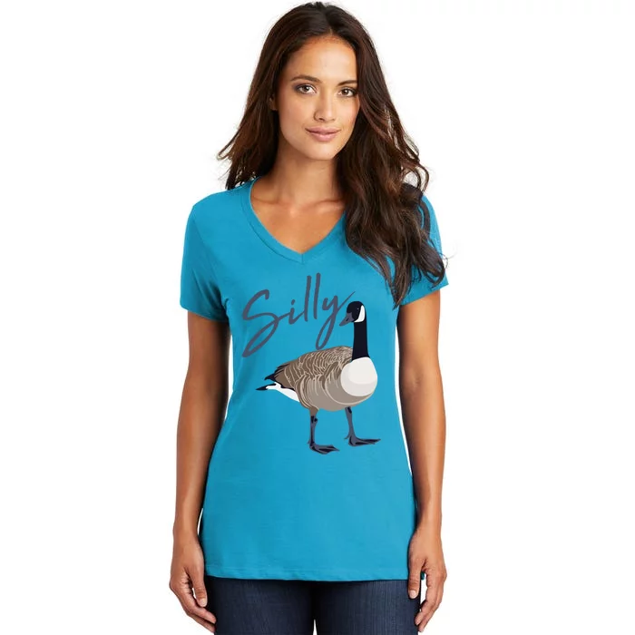 Canadian Silly Goose Funny Cute Bird Hunter Gift Animal Great Gift Women's V-Neck T-Shirt