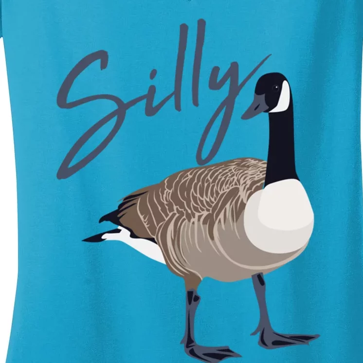 Canadian Silly Goose Funny Cute Bird Hunter Gift Animal Great Gift Women's V-Neck T-Shirt