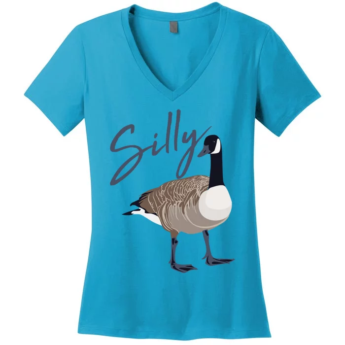 Canadian Silly Goose Funny Cute Bird Hunter Gift Animal Great Gift Women's V-Neck T-Shirt