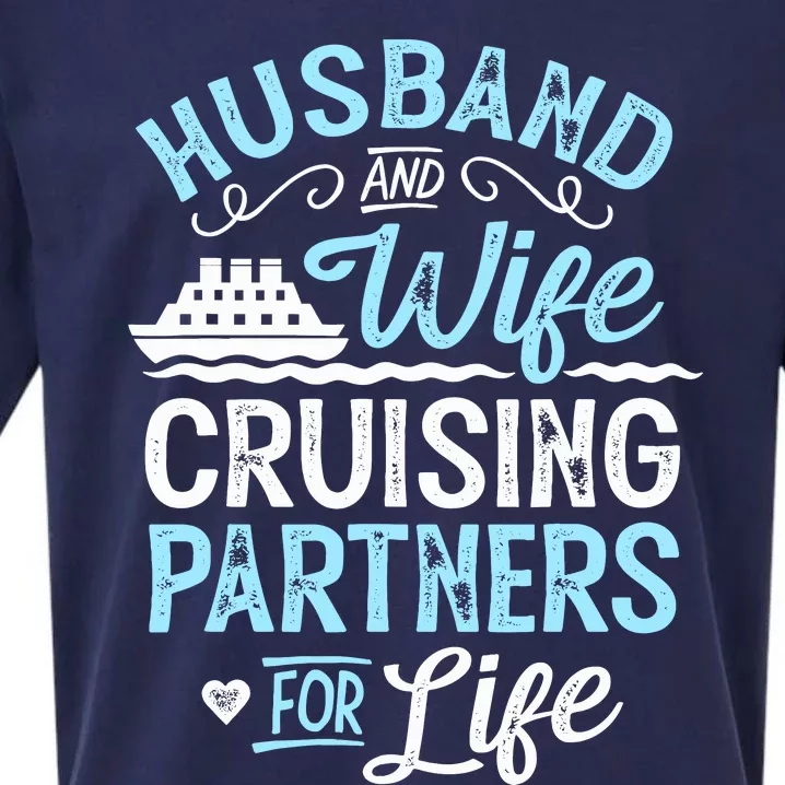 Cruise Ship Gift Husband And Wife Cruising Partners For Life Sueded Cloud Jersey T-Shirt