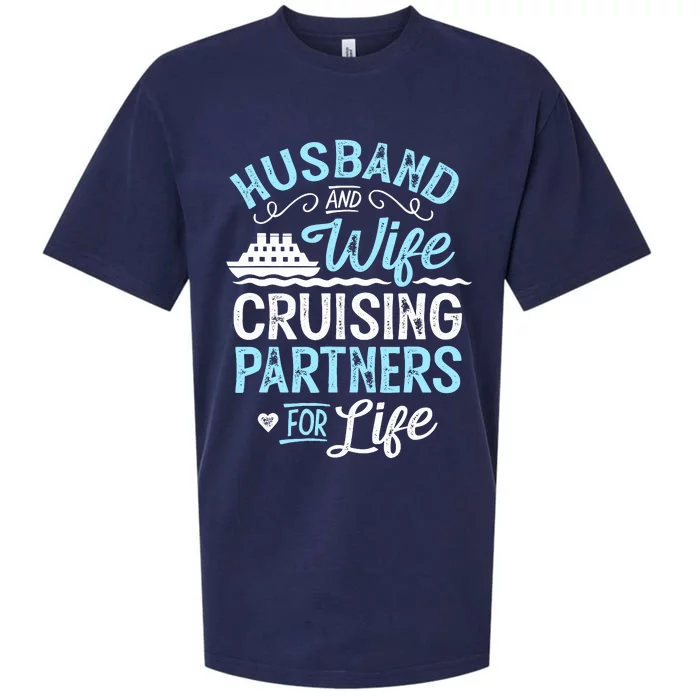 Cruise Ship Gift Husband And Wife Cruising Partners For Life Sueded Cloud Jersey T-Shirt