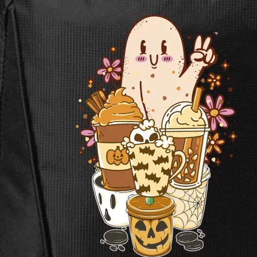 Cute Spooky Ghost Boho Coffee Autumn Aesthetic Halloween Cool Gift City Backpack