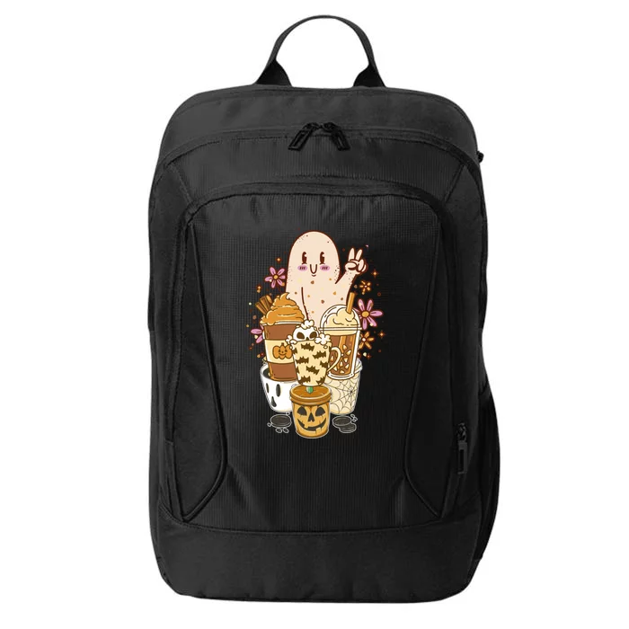 Cute Spooky Ghost Boho Coffee Autumn Aesthetic Halloween Cool Gift City Backpack