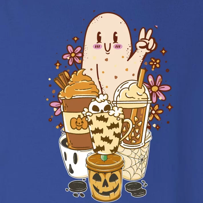 Cute Spooky Ghost Boho Coffee Autumn Aesthetic Halloween Cool Gift Toddler Long Sleeve Shirt