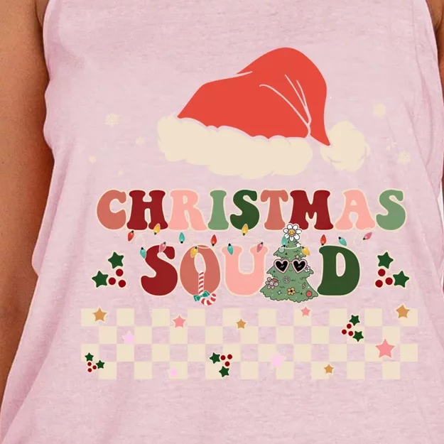 Christmas Squad Groovy Family Matching Xmas Holiday Pajama Gift Women's Knotted Racerback Tank