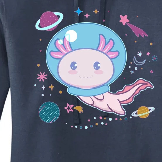 Cute Space Galaxy Astronaut Axolotl Women's Pullover Hoodie