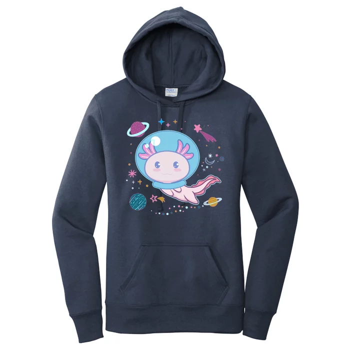 Cute Space Galaxy Astronaut Axolotl Women's Pullover Hoodie