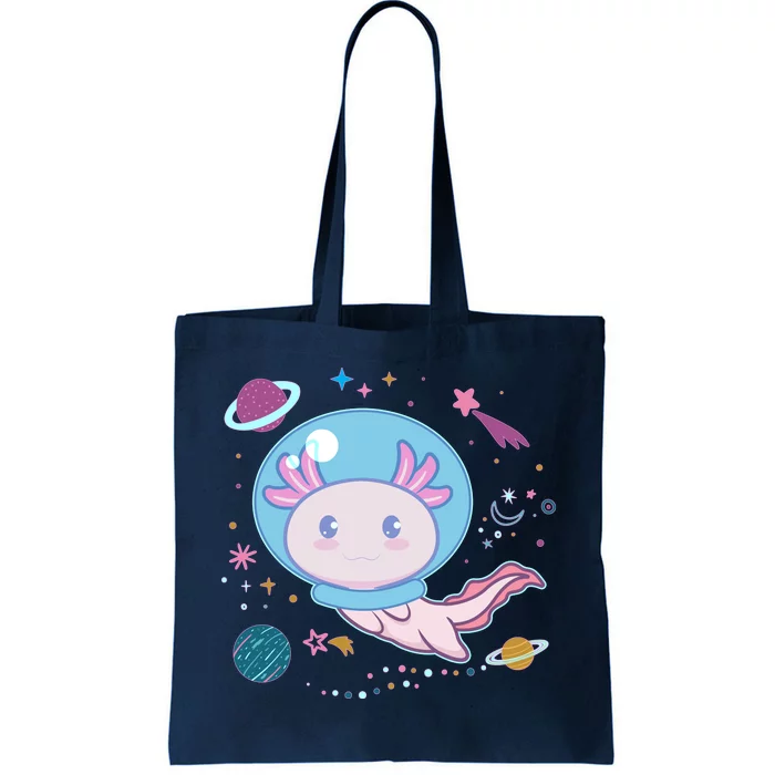 Cute Space Galaxy Astronaut Axolotl Tote Bag