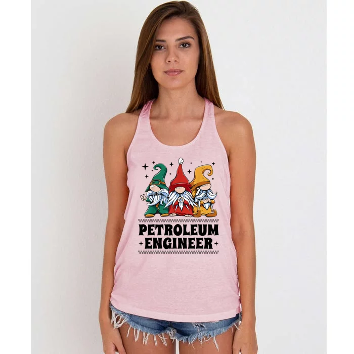 Christmas Santa Gnome Xmas Petroleum Engineer Great Gift Women's Knotted Racerback Tank