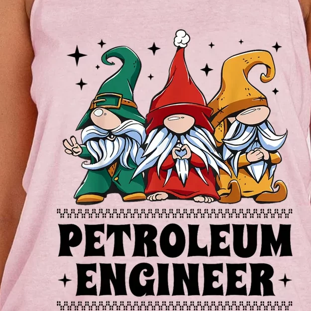 Christmas Santa Gnome Xmas Petroleum Engineer Great Gift Women's Knotted Racerback Tank