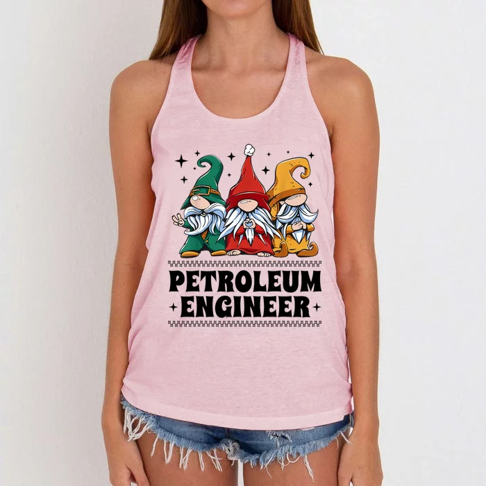 Christmas Santa Gnome Xmas Petroleum Engineer Great Gift Women's Knotted Racerback Tank