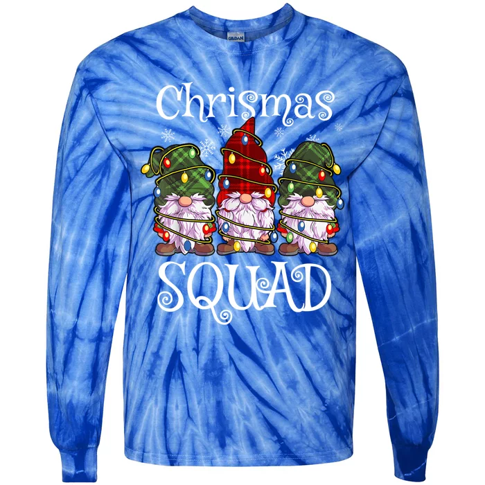 Christmas Squad Gnomies Christmas Gnome Family Matching Pjs Gift Tie-Dye Long Sleeve Shirt