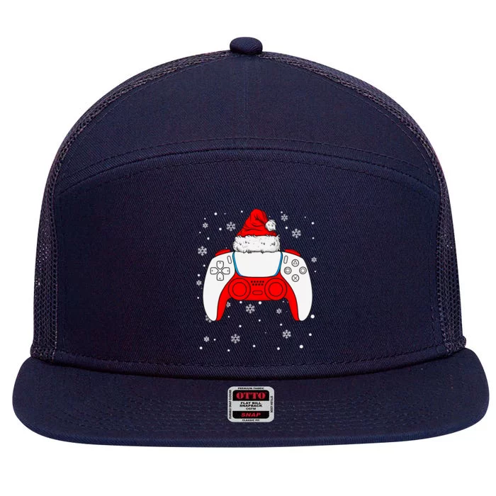 Christmas Santa Gamer Controller Boys Teens Gaming Xmas 7 Panel Mesh Trucker Snapback Hat