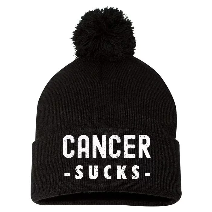 Cancer Sucks Gift Hooded Cancer Gift Pom Pom 12in Knit Beanie