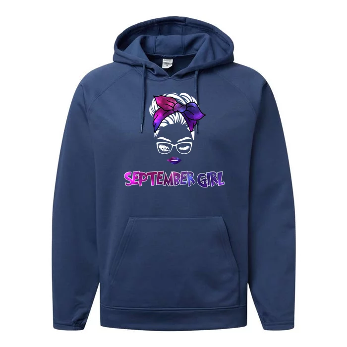 Cute September Girl Performance Fleece Hoodie