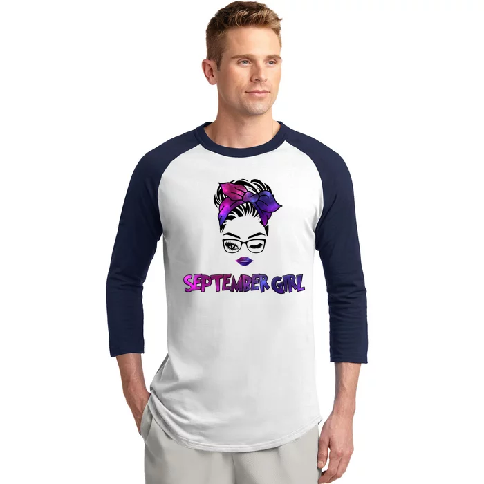 Cute September Girl Baseball Sleeve Shirt