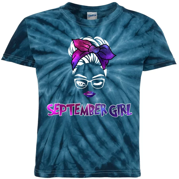 Cute September Girl Kids Tie-Dye T-Shirt