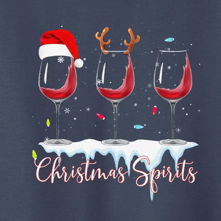 Christmas Spirits Glasses Of Wine Winter Holiday Toddler T-Shirt