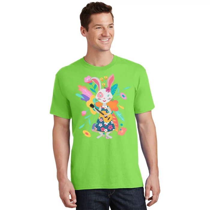 Cute Springtime Guitar Playing Bunny Rabbit T-Shirt