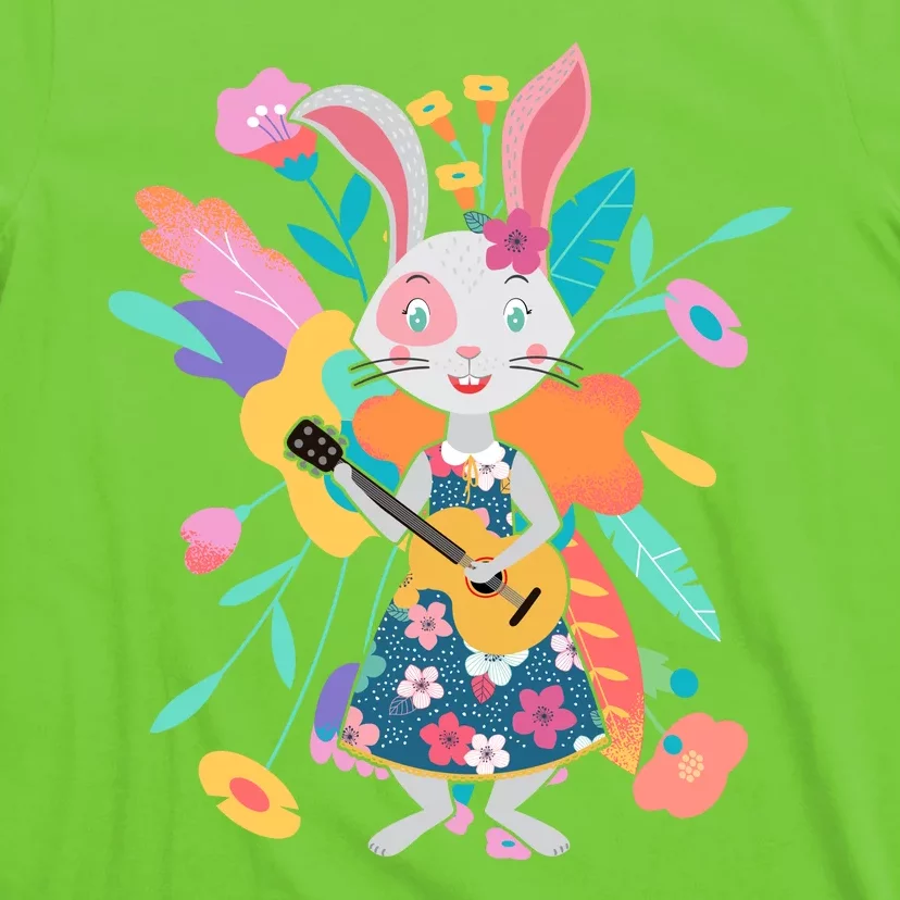 Cute Springtime Guitar Playing Bunny Rabbit T-Shirt