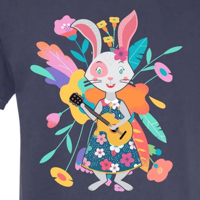 Cute Springtime Guitar Playing Bunny Rabbit Garment-Dyed Heavyweight T-Shirt