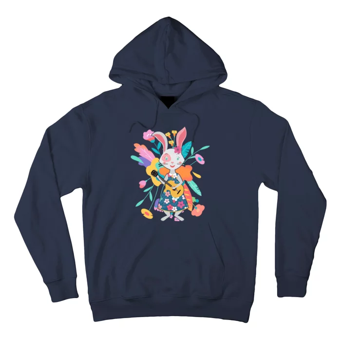 Cute Springtime Guitar Playing Bunny Rabbit Hoodie