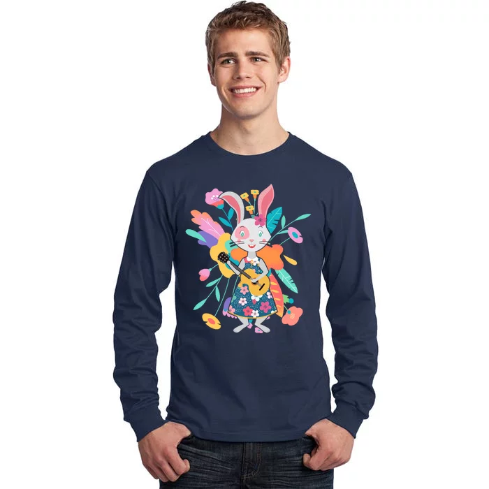 Cute Springtime Guitar Playing Bunny Rabbit Tall Long Sleeve T-Shirt