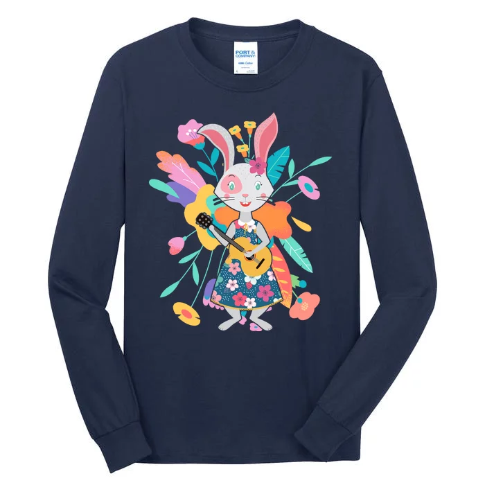 Cute Springtime Guitar Playing Bunny Rabbit Tall Long Sleeve T-Shirt