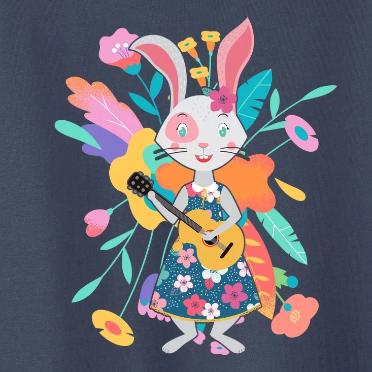 Cute Springtime Guitar Playing Bunny Rabbit Toddler T-Shirt