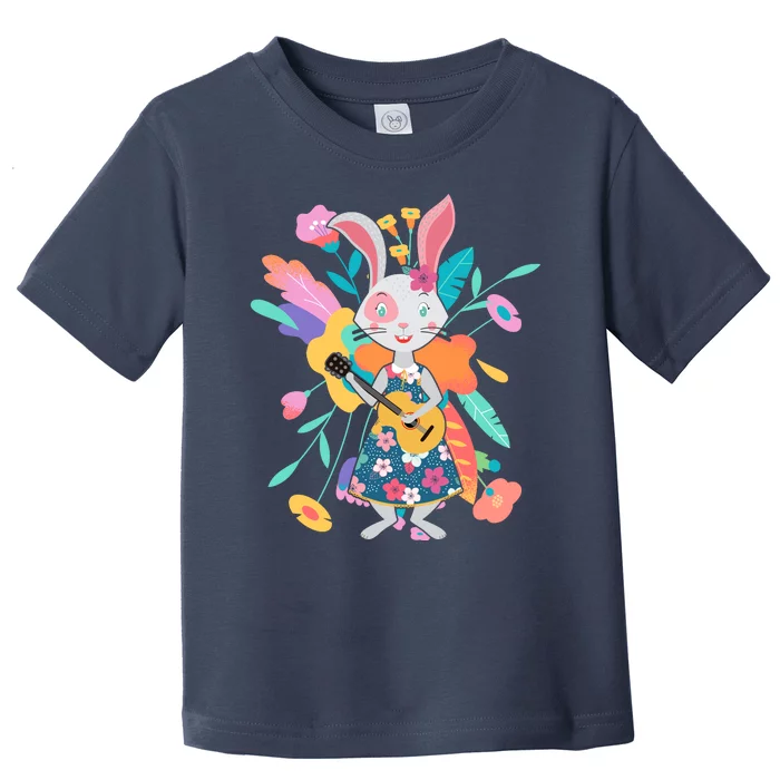 Cute Springtime Guitar Playing Bunny Rabbit Toddler T-Shirt