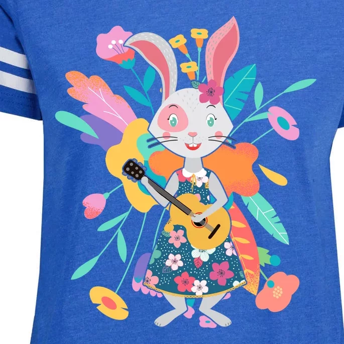 Cute Springtime Guitar Playing Bunny Rabbit Enza Ladies Jersey Football T-Shirt