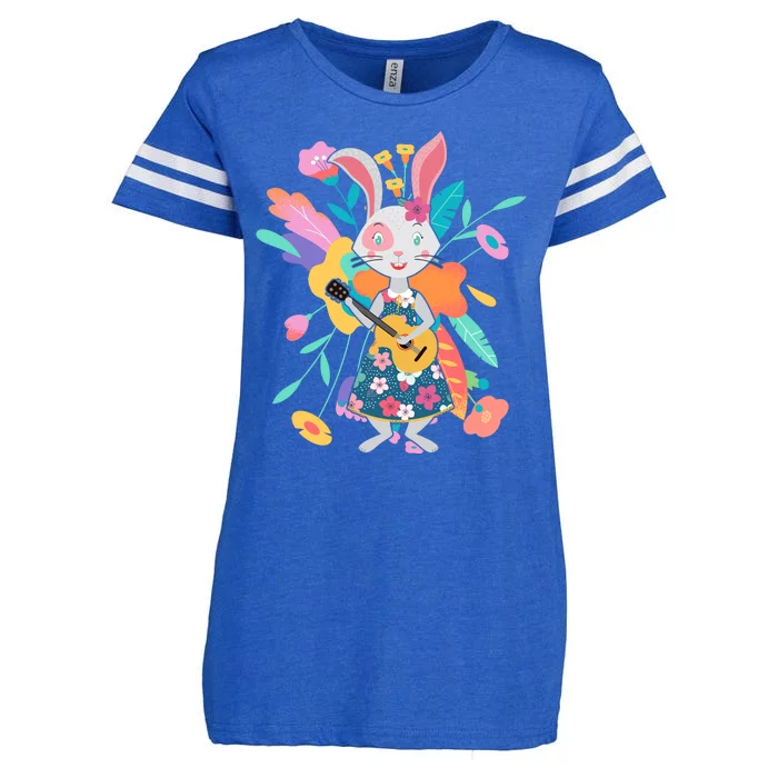 Cute Springtime Guitar Playing Bunny Rabbit Enza Ladies Jersey Football T-Shirt