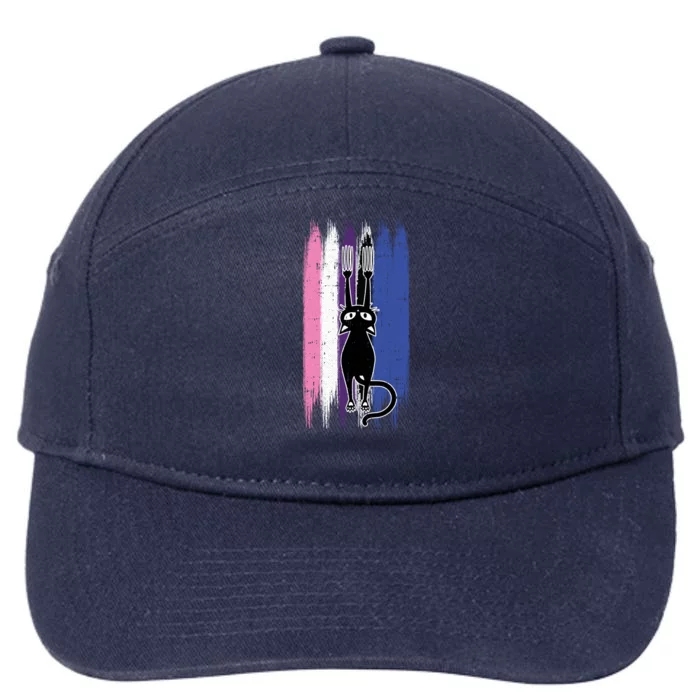 Cat Scratching Genderfluid Pride Kitten Kitty Lgbtq Ally Meaningful Gift 7-Panel Snapback Hat