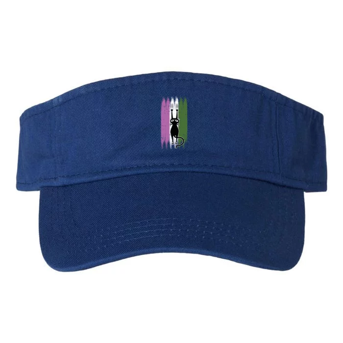 Cat Scratching Genderqueer Pride Kitten Kitty Lgbtq Ally Cool Gift Valucap Bio-Washed Visor