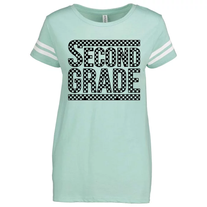 Checkered Second Grade Enza Ladies Jersey Football T-Shirt