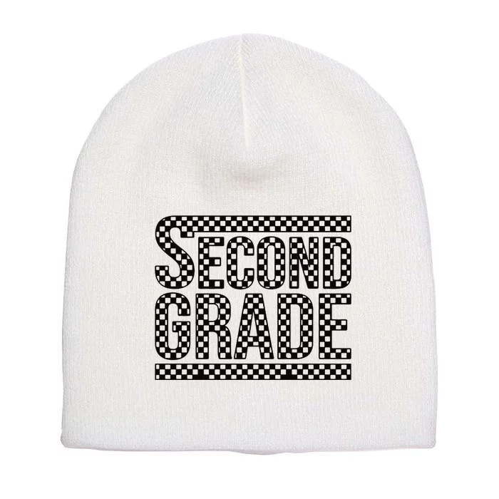 Checkered Second Grade Short Acrylic Beanie