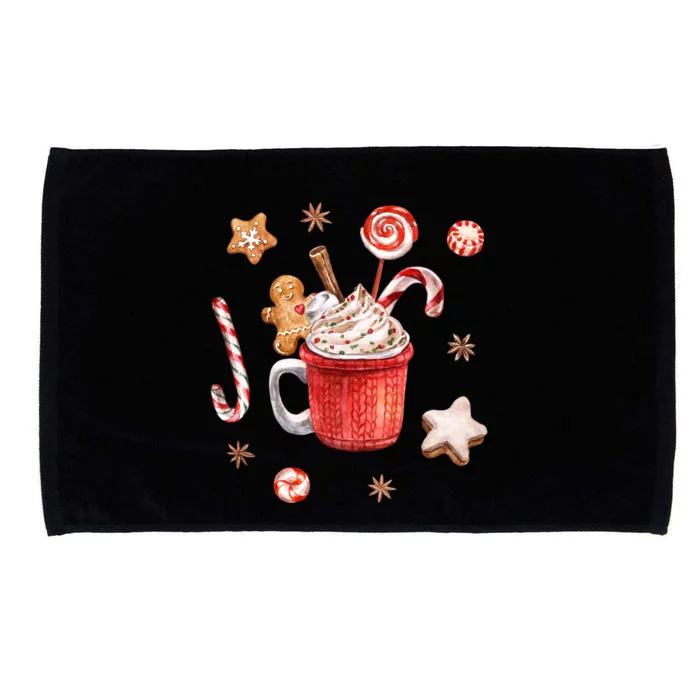 Christmas Season Gingerbread Hot Coco Microfiber Hand Towel